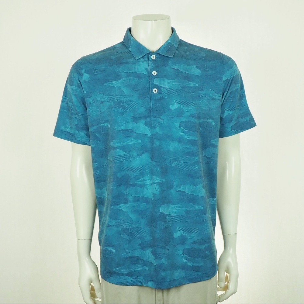 Puma Golf Solarized Camo Polo Shirt Mens Medium Digi Blue DryCell Performance